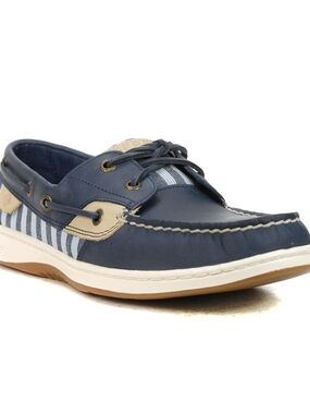 Brand New/never Worn Sperry Womens Navy Stripe Bluefish Boat Shoes